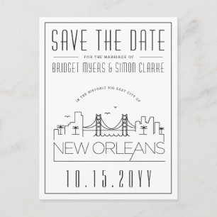 New Orleans   Gestileerde skyline De datum opslaan Briefkaart