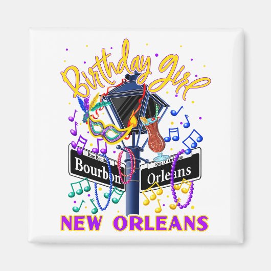 New Orleans Girls' Birthday French Quarter Girls T Magneet (Voorkant)