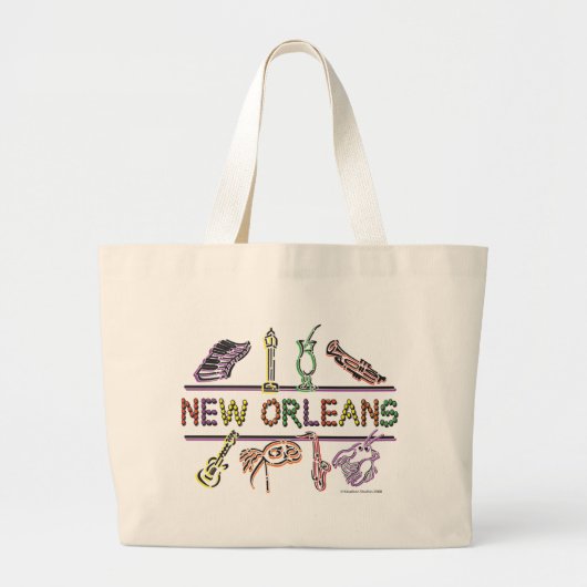 New-Orleans-ICONS- kopie Grote Tote Bag (Voorkant)