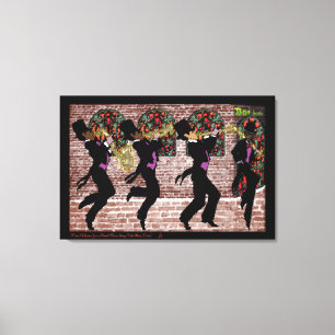 New Orleans Jazz Band marcheert langs Bar Louie Canvas Afdruk