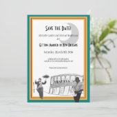 New Orleans Jazz Bewaar de datum (turquoise & goud Kaart (Staand voorkant)