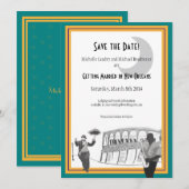 New Orleans Jazz Bewaar de datum (turquoise & goud Kaart (Voorkant / Achterkant)