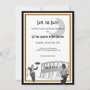 New Orleans Jazz Bewaar de datum (zwart & goud) Save The Date