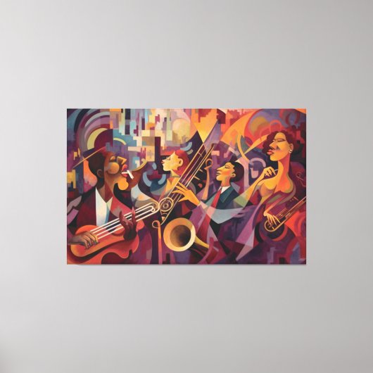 New Orleans Jazz Club, Abstracte Kunst, Jazz Muzie Canvas Afdruk (Voorkant)