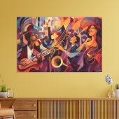 New Orleans Jazz Club, Abstracte Kunst, Jazz Muzie Canvas Afdruk (Insitu (Woonkamer))