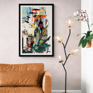 New Orleans Jazz Club Guitar Player Poster