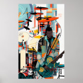 New Orleans  Jazz Club Guitar Player Poster (Voorkant)