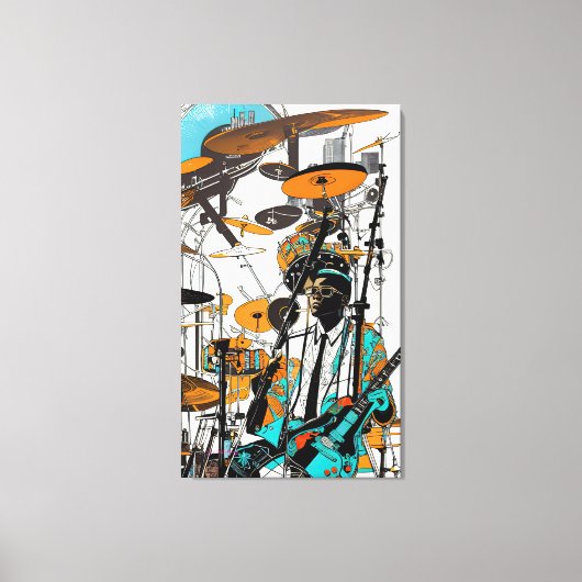 New Orleans Jazz Man Abstracte Kunst Canvas Afdruk (Voorkant)