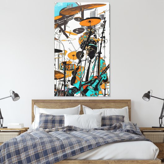 New Orleans Jazz Man Abstracte Kunst Canvas Afdruk (Insitu (Slaapkamer))