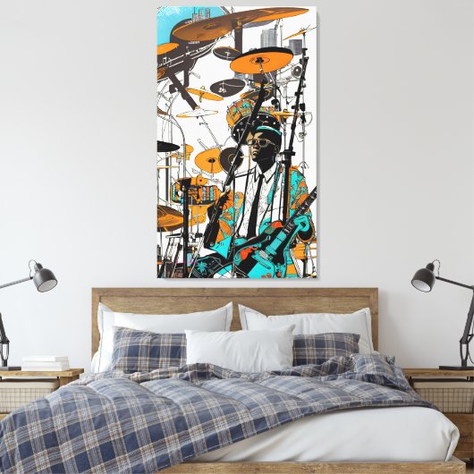 New Orleans Jazz Man Abstracte Kunst Canvas Afdruk (Insitu (Slaapkamer))