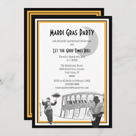 New Orleans Jazz Mardi Gras Kaart (Voorkant / Achterkant)