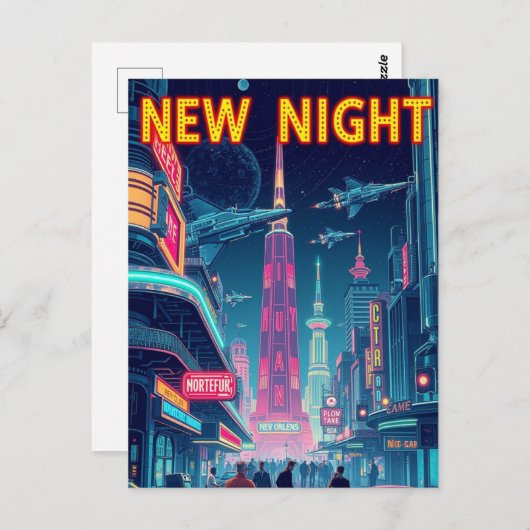 New Orleans Jazz Night -  kunst Briefkaart (Voorkant / Achterkant)