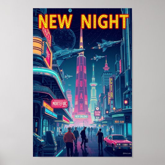 New Orleans Jazz Night -  kunst Poster (Voorkant)