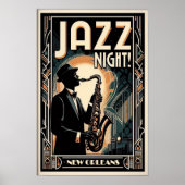 New Orleans Jazz Night - kunst Poster (Voorkant)