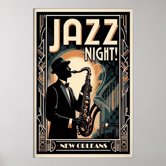 New Orleans Jazz Night -  kunst Poster (Voorkant)