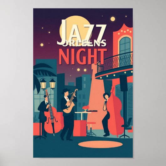 New Orleans Jazz Night -  kunst Poster (Voorkant)
