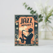 New Orleans Jazz Night – Vintage Art Briefkaart (Staand voorkant)