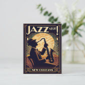 New Orleans Jazz Night – Vintage Art  Briefkaart (Staand voorkant)