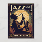 New Orleans Jazz Night – Vintage Art  Briefkaart (Voorkant)