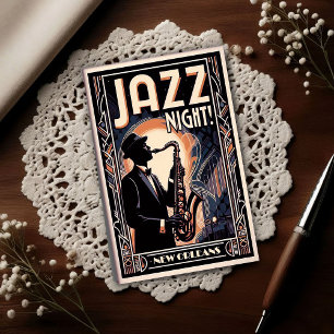 New Orleans Jazz Night – Vintage Kunst Briefkaart