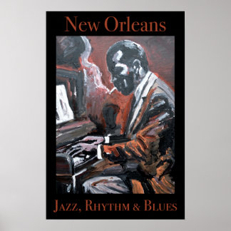 New Orleans Jazz Pianist Ansichtkaart Poster