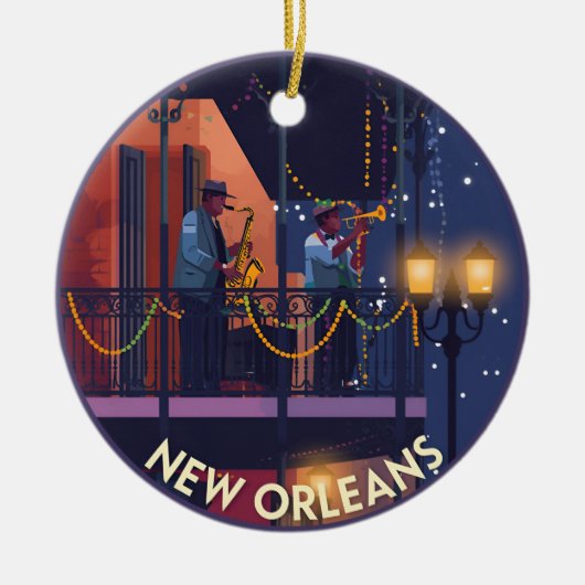  New Orleans jazzbalkon Keramisch Ornament (Voorkant)