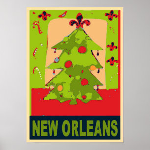 New Orleans kerstboom Poster