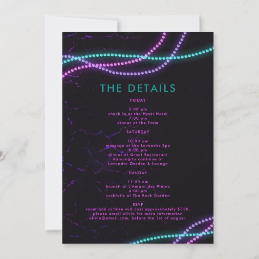 New Orleans kralen Neon Bachelorette Routebeschrij Kaart (Achterkant)