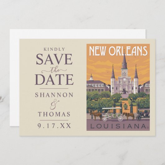 New Orleans, LA | De datum opslaan Save The Date (Voorkant / Achterkant)