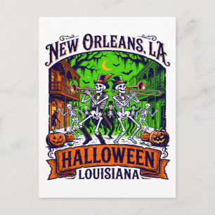 New Orleans LA Halloween Jazz Skelet Parade Briefkaart