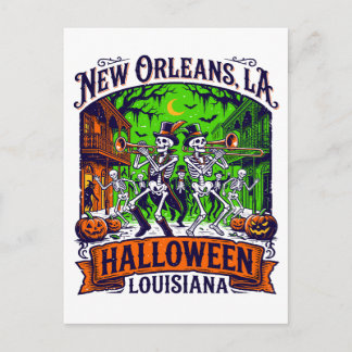 New Orleans LA Halloween Jazz Skelet Parade Briefkaart