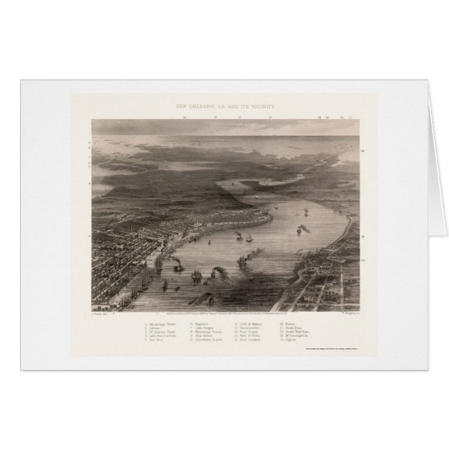 New Orleans, LA Panoramic Map - 1863 (Voorkant Horizontaal)