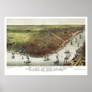 New Orleans, LA Panoramic Map - 1885 Poster