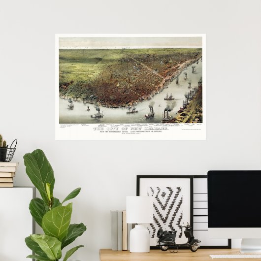 New Orleans, LA Panoramic Map - 1885 Poster (Thuiskantoor)