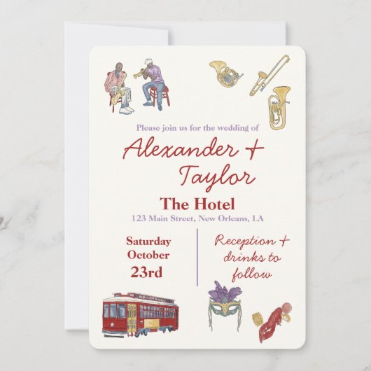 New Orleans LA Uitnodigingen voor bruiloften (Voorkant)