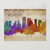 New Orleans, LA | Waterverf City Skyline Briefkaart (Voorkant)