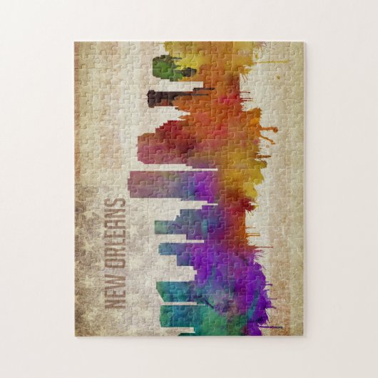 New Orleans, LA | Waterverf City Skyline Legpuzzel (Verticaal)