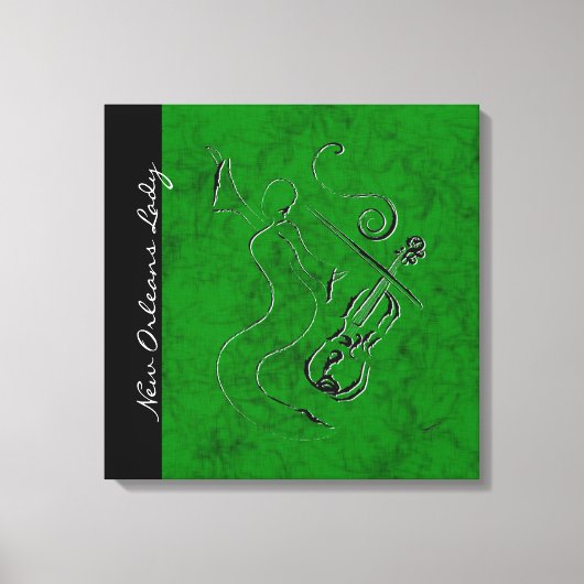 New Orleans Lady - Violin Wrapped Canvas - groen Afdruk (Voorkant)