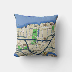 New Orleans Lakeview Map Pillow Kussen