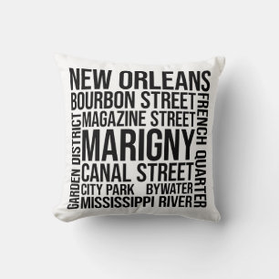 New Orleans Landmarks Typography - USA Word Art Kussen