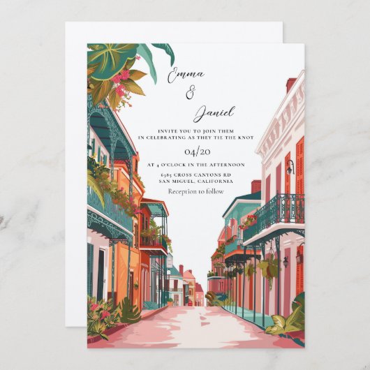 New Orleans Landschap Bestemming Bruiloft Kaart (Voorkant / Achterkant)