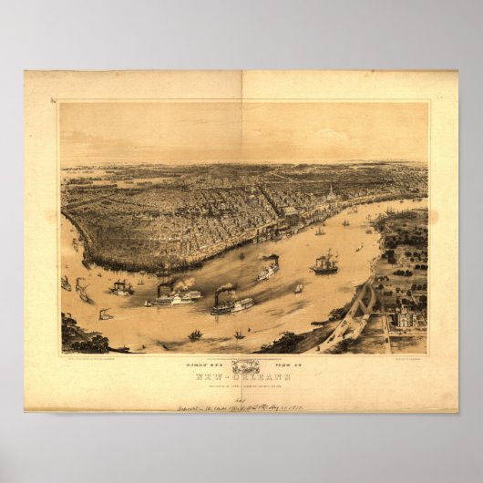 New Orleans Louisiana 1851 Panorama Poster (Voorkant)