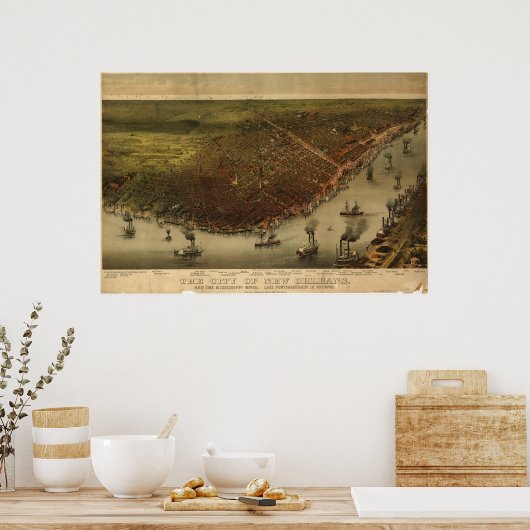 New Orleans Louisiana 1885 Panoramic Map Poster (Keuken)
