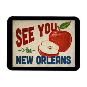 New Orleans Louisiana Apple - Vintage Travel Magneet