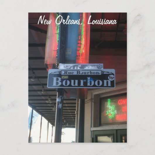 New Orleans Louisiana Bourbon Street Briefkaart (Voorkant)