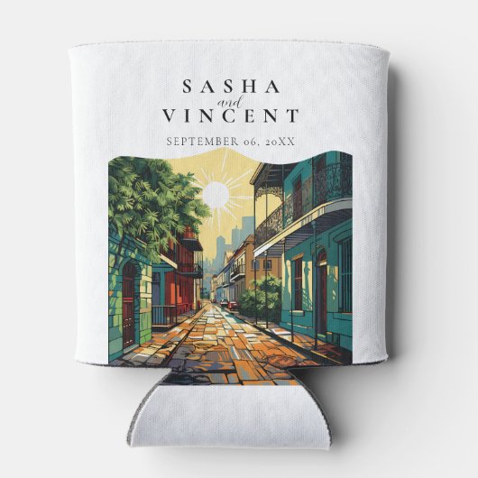 New Orleans Louisiana Bruiloft Retro Blikjeskoeler (Achterkant)