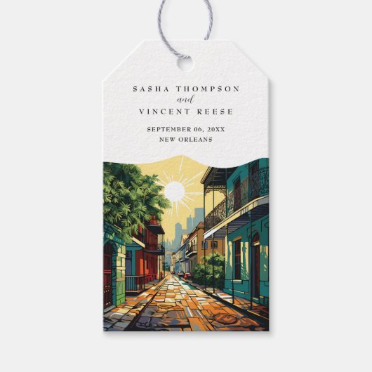 New Orleans Louisiana Bruiloft Retro Cadeaulabel (Voorkant)