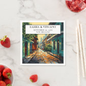 New Orleans Louisiana Bruiloft Retro Servet (Insitu)