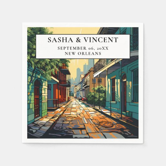 New Orleans Louisiana Bruiloft Retro Servet (Voorkant)