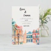 New Orleans Louisiana bruiloft uitnodiging (Staand voorkant)